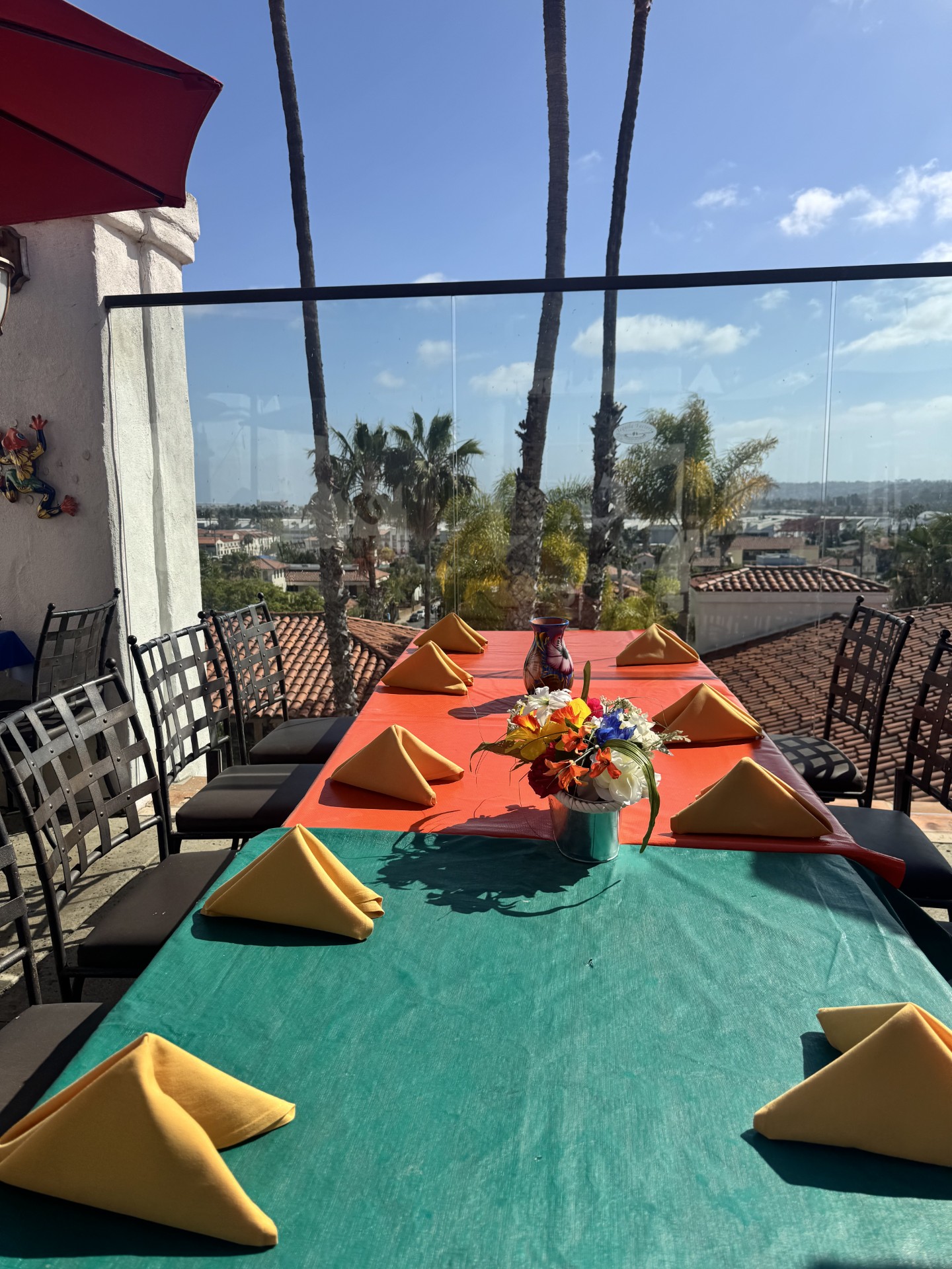 Long table with San Diego city views
