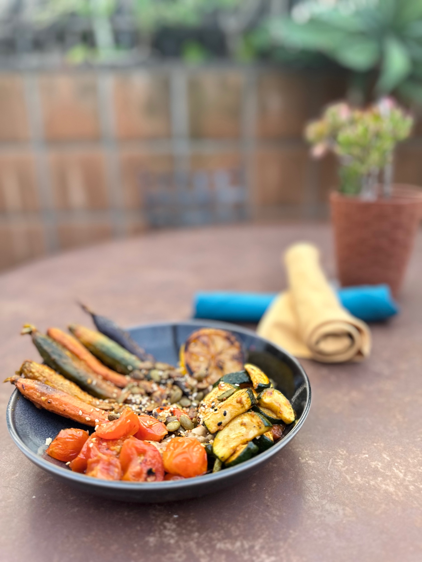 Fresh brunch spread on the patio